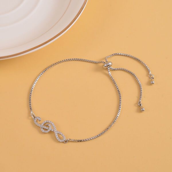 Wei&szlig;es Zirkonia Armband, ca. 15,25 cm, Messing image number 2