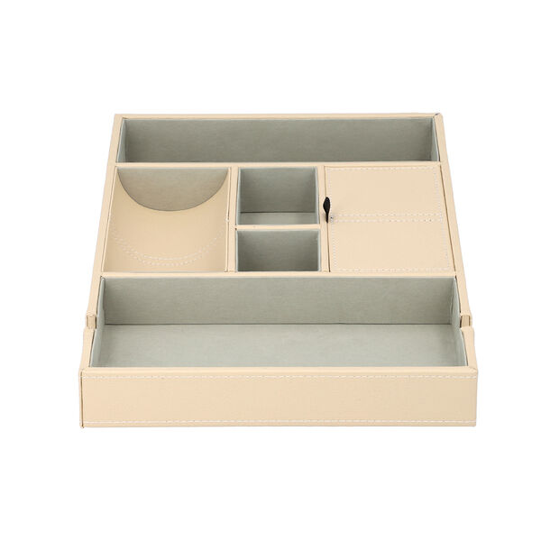 Schreibtisch Organizer mit 6 F&auml;chern, Smartphone und Brillenfach, Wei&szlig; image number 2