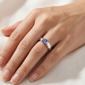 D'Joy Tansanit Ring 925 Silber rhodiniert (Gr&ouml;&szlig;e 21.00) ca. 0,50 ct