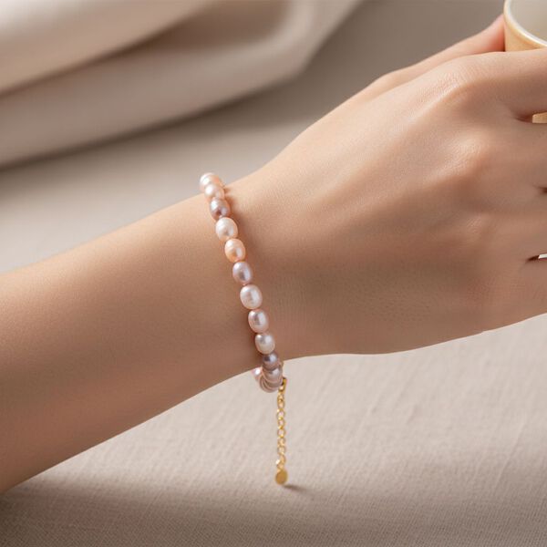 Mehrfarbige Süßwasser Perle Armband ca. Flexibles cm Standard gelb vergoldet 25.00 ct image number 2