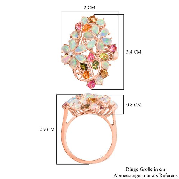 D'Joy Nat&uuml;rlicher, &auml;thiopischer Welo Opal, Multi-Turmalin und Moissanit Ring - 4 ct. image number 7