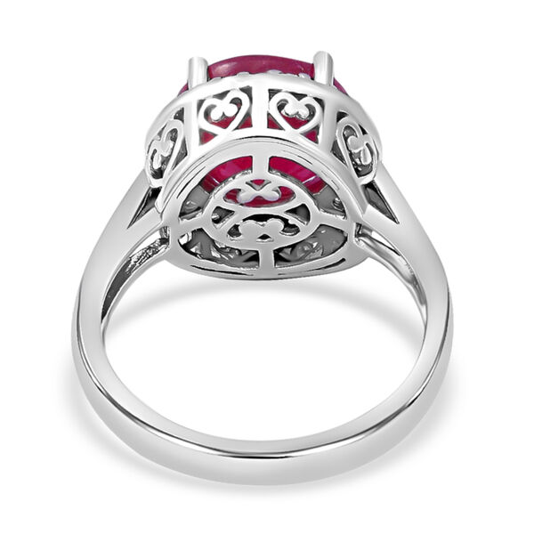 Niassa Rubin und Zirkon Halo Ring 925 Silber Platin Überzug image number 3