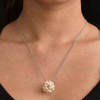 S&uuml;&szlig;wasser Perle Halskette ca. 50 cm 925 Silber rhodiniert