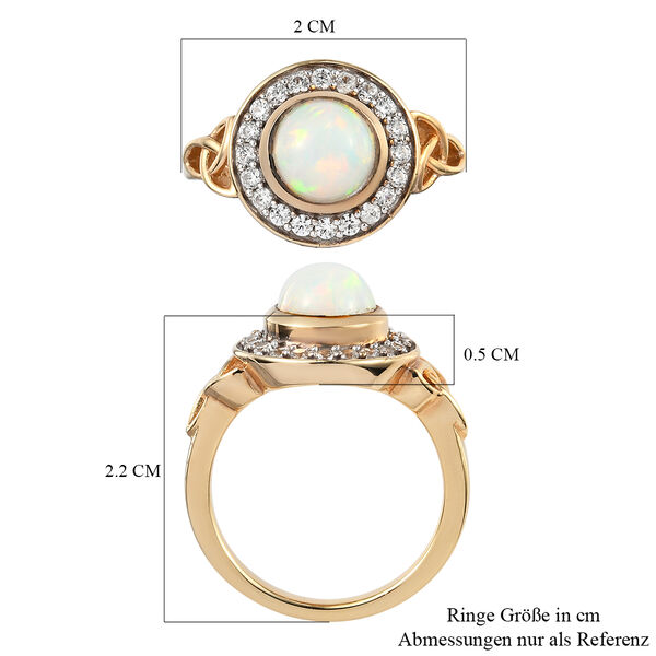 Natürlicher, äthiopischer Opal und Zirkon-Ring, 925 Silber Gelbgold Vermeil  ca. 1,41 ct image number 6