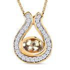 AAA Turkizit, weißer Zirkon Anhänger mit Kette, 925 Silber Gelbgold Vermeil ca. 1.43 ct