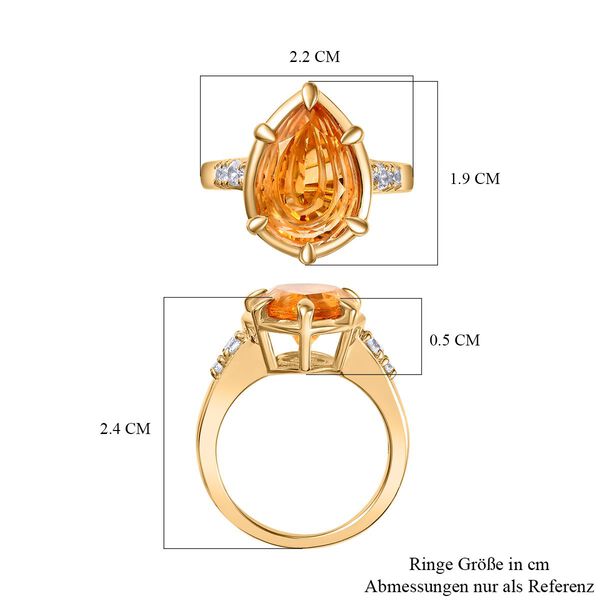 AA Serra Gaucha Citrin, Wei&szlig;er Zirkon Ring, 925 Silber Gelbgold Vermeil (Gr&ouml;&szlig;e 17.00) ca. 4.84 ct image number 7