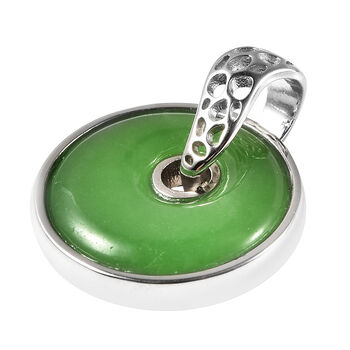 Gr&uuml;ne Jade Anh&auml;nger mit Kette c.a 45 cm 925 Silber rhodiniert ca. 8,95 ct