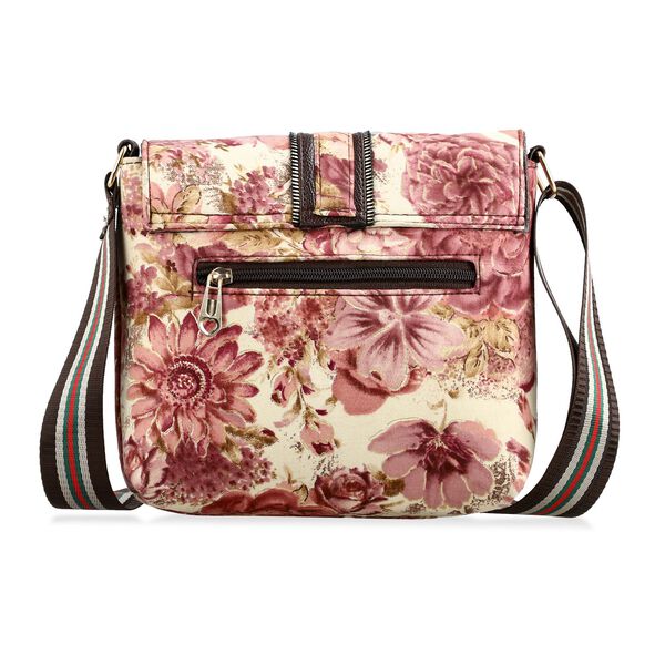 "double partioned printed sling bag 9x8"" 23x20 cms Peach" image number 5