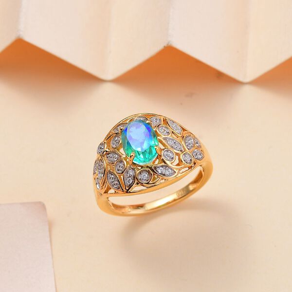 Pfau Quarz Triplett und Zirkon Ring - 1,81 ct. image number 2