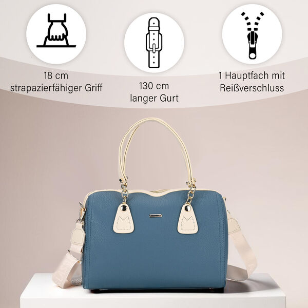 SATCHEL Moderne Handtasche mit Crossbody Gurt, 34x11x22 cm, blau image number 2