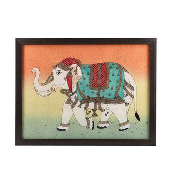 Handgefertigte Edelstein Elefant-Malerei 36x30cm, Elefant