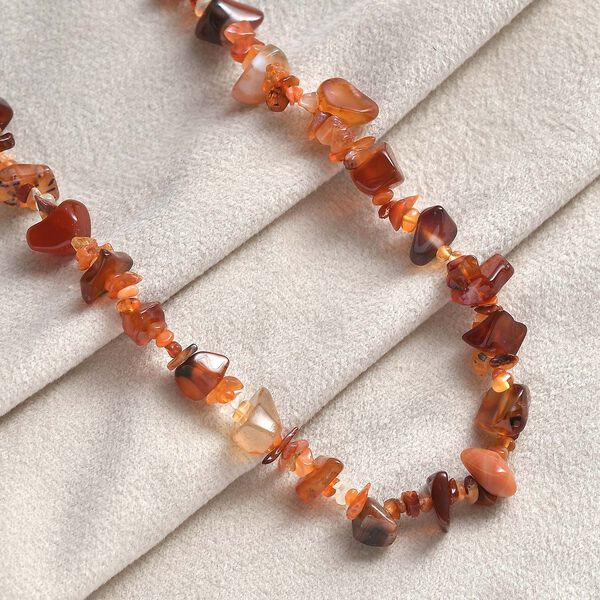 Karneol, Feueropal Halskette ca. 50 cm Messing platiniert ca. 195.00 ct image number 2