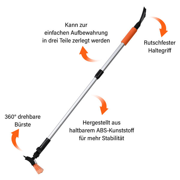 Ausziehbare Schneebürste mit verlängerbarem Griff, 80-114 cm, Bürstenkopf, Schneeschaufel und Eiskratzer image number 4