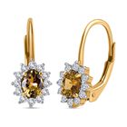 AA Natürlicher goldener Tansanit, Weißer Zirkon Ohrringe, 925 Silber Gelbgold Vermeil, ca. 1.14 ct