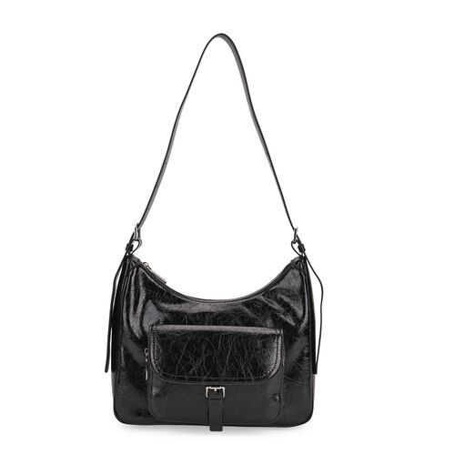 "Life style Color:Black /Profile:Genunie Leather crossbody bag wall(exterior):Genunie Leather Lining(interior): polyester; Pockets(exterior):Zipped-1,pocket-1; Pockets(interior):zipped-1,slid-1 Measurement:28.5*9*25cm shoulder strap:110cm   " image number 0