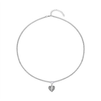 Wei&szlig;er Zirkonia, Wei&szlig;er Kristall Halskette ca. 50 cm