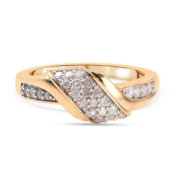 Diamant Cluster Ring 925 Silber Gelbgold Vermeil (Gr&ouml;&szlig;e 16.00) ca. 0,25 ct