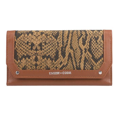 CLOSE OUT - UNION CODE: Echtleder Brieftasche mit Schlangen-Prägung, Schwarz image number 1