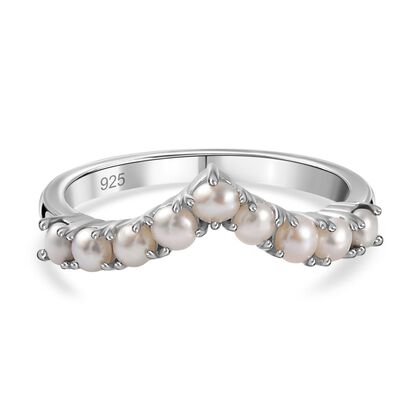Drilled Süßwasser Perle Ring 925 Silber platiniert (Größe 19.00)