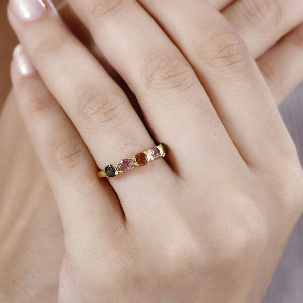 AA Mehrfarbig-Turmalin Ring 925 Silber 750 Gelbgold Vermeil (Gr&ouml;&szlig;e 16.00) ca. 0,89 ct image number 3