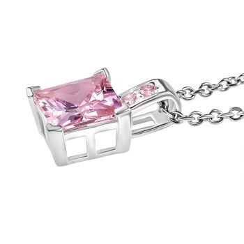 D'Joy Rosa Zirkonia Anh&auml;nger 925 Silber und 316L Edelstahlkette 50 cm