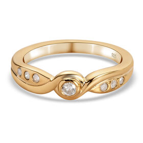 Diamant Ring 925 Silber Gelbgold Vermeil  ca. 0,15 ct