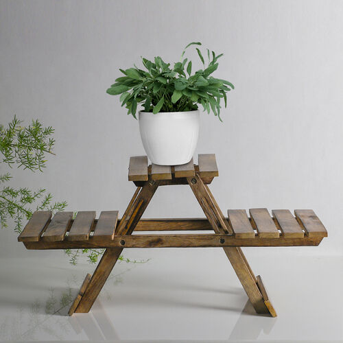 Handgefertigte Pflanzenbank aus Holz, 55x23x28 cm image number 1