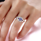 AA Tansanit und weißer Zirkon-Ring, 925 Silber platiniert  ca. 0,91 ct image number 2