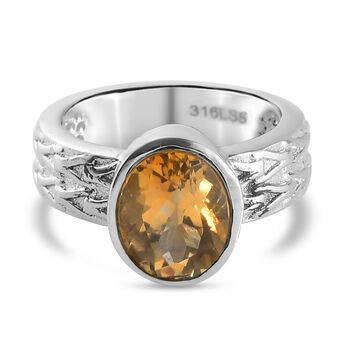 Citrin-Ring, reiner Edelstahl (Gr&ouml;&szlig;e 20.00) ca. 2,43 ct