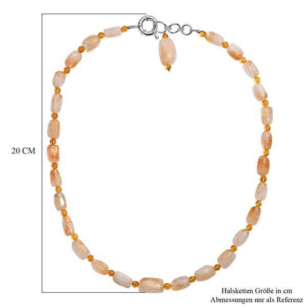 Citrin, Bernstein Halskette ca. 50 cm mit 2.5 cm extender, Nickelfreies Messing platiniert image number 6