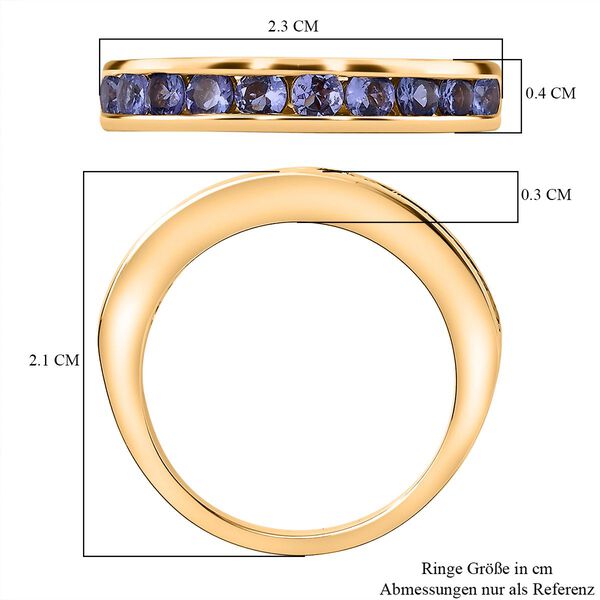 Tansanit Ring, 925 Silber 750 Gelbgold Vermeil  - 0,92 ct. image number 7