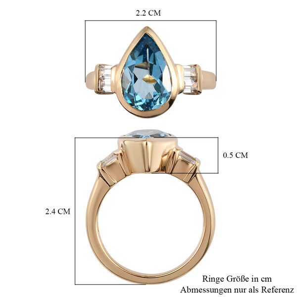 Schweizer Blautopas und Zirkon Ring 925 Silber vergoldet  ca. 3,90 ct image number 7