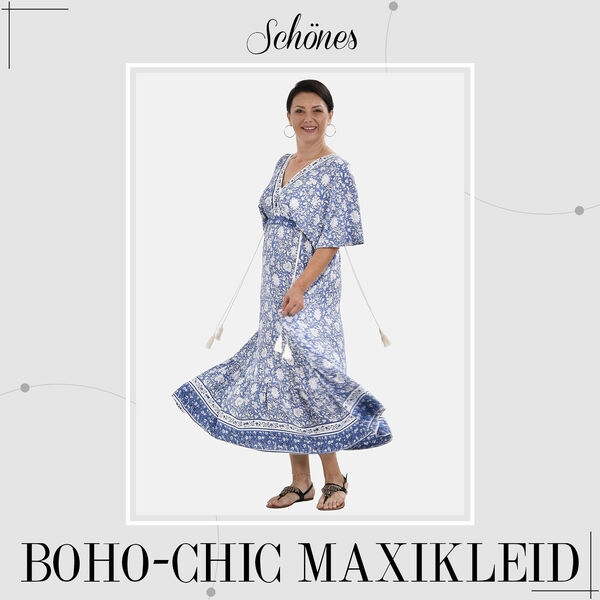 Boho-Chic Maxikleid mit Quasten, Einheitsgr&ouml;&szlig;e, blau image number 2