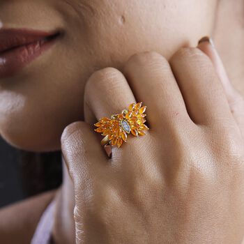 Feueropal und Zirkon Ring - 1,33 ct.