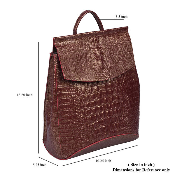 Rucksack aus 100% echtem Leder mit Kroko-Pr&auml;gung, Braun image number 7