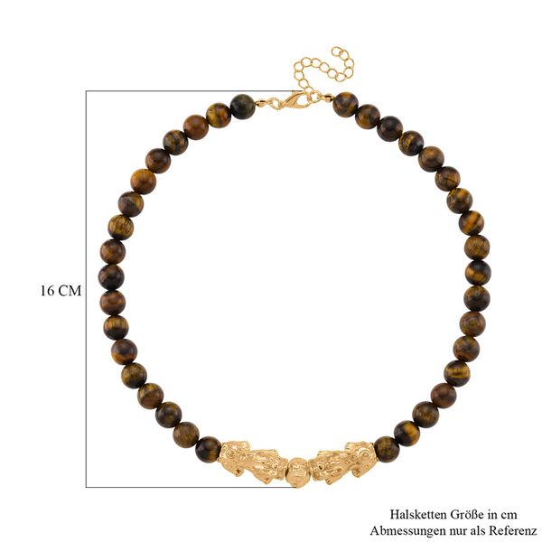 Tigerauge Halskette, ca. 45 cm+3.75 cm Extender, vergoldet ca. 330.00 ct image number 5