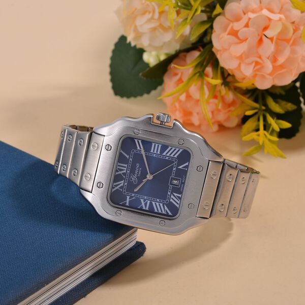 GENOA - Elegante Japan-Uhr mit Datumsfunktion, IPS-versilbertem Gehäuse, römischen Ziffern, Edelstahlarmband, 3 ATM Wasserdichtigkeit, 20 cm image number 2