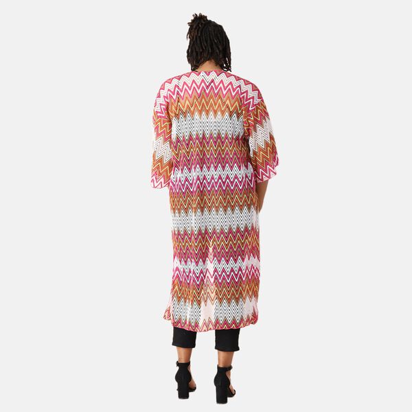 Geh&auml;kelter Kimono, Meshgewebe, Rot image number 2