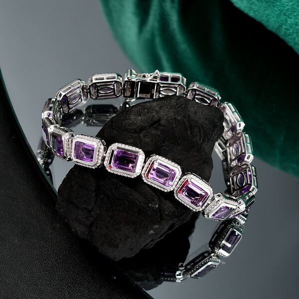 Zeitlose Art Kollektion - AA Rose De France Amethyst Armband, ca. 19 cm 925 Silber rhodiniert ca. 25.12 ct image number 2