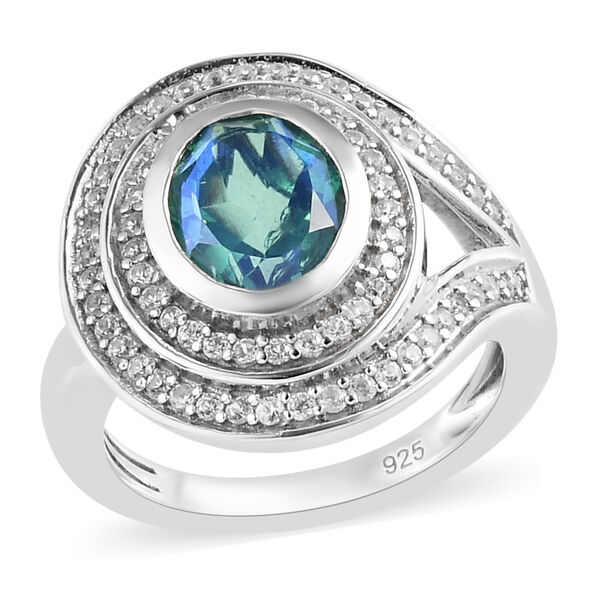 Pfau Triplett Quarz und Zirkon Ring 925 Silber platiniert  ca. 2,71 ct image number 4