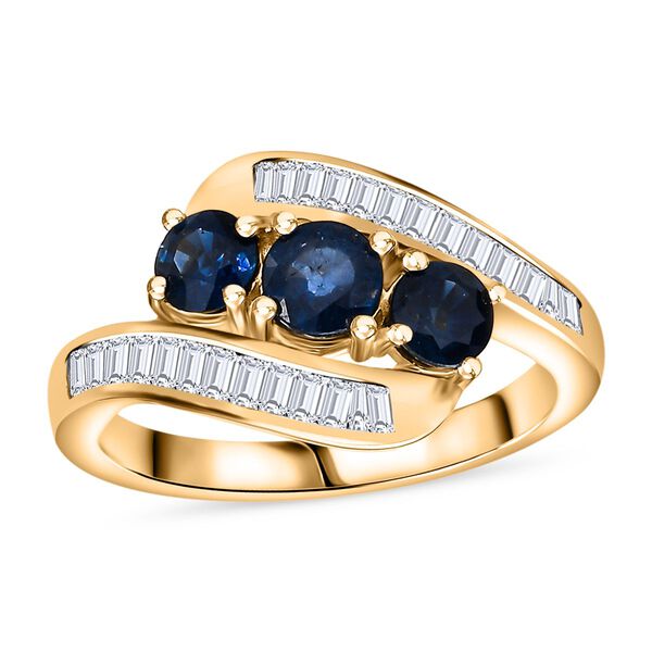 Blauer Saphir und Zirkon-Ring - 1,96 ct. image number 6