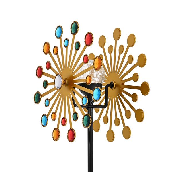 Solar Gartenstecker Windspiel mit LED Licht und Spinner, Eisen, 140 cm, Multicolor image number 5