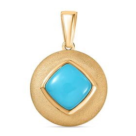 D'Joy AA Sleeping Beauty Türkis Anhänger 925 Silber 750 Gelbgold Vermeil  ca. 2.84 ct