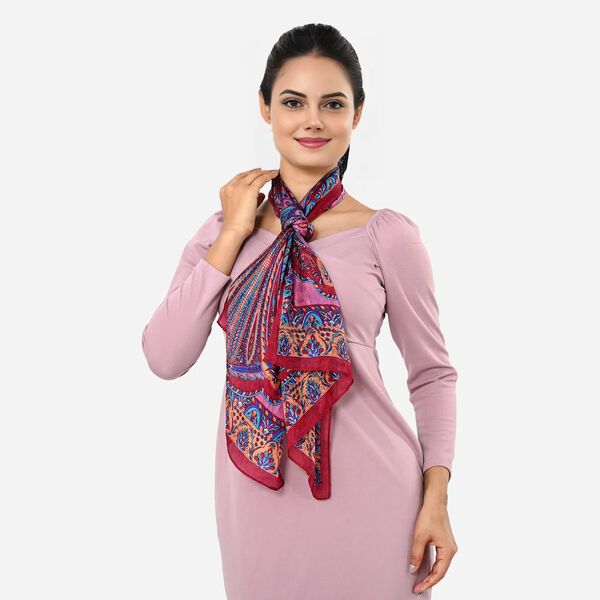 LA MAREY Seidenschal 100% Seide 48 x 160 cm Burgunderrot image number 2