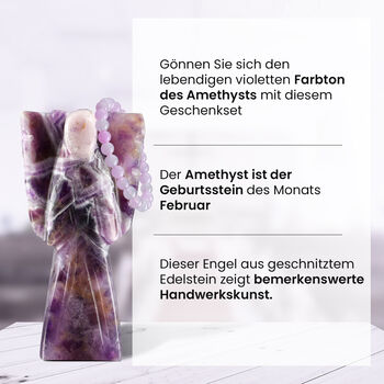 3er-Amethyst-Set &ndash; Engel, Kreuzanh&auml;nger und Armband