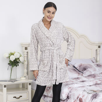 Bedruckter Flanell Pl&uuml;sch-Bademantel