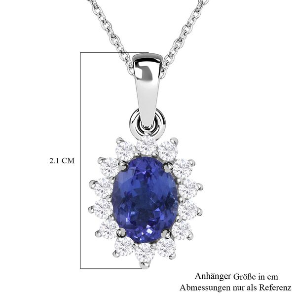 Tansanit und Moissanit Anh&auml;nger mit Kette - 1,73 ct. image number 4