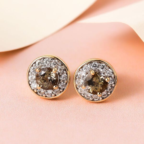 Nat&uuml;rliche, goldene Tansanit und Zirkon-Ohrringe - 1,15 ct. image number 2