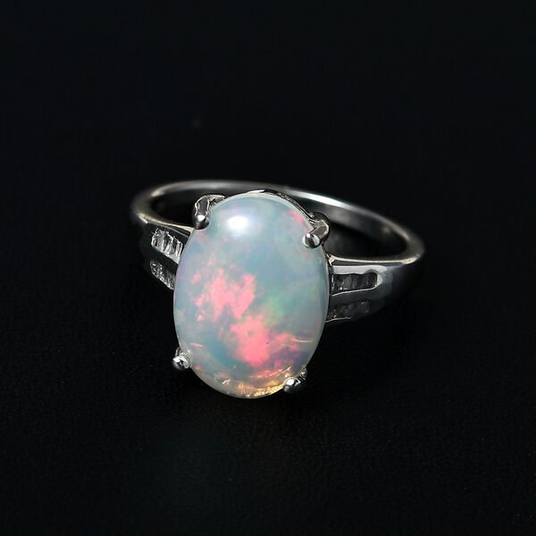 AAA nat&uuml;rlicher, &auml;thiopischer Welo Opal und Diamant-Ring - 3,46 ct. image number 2