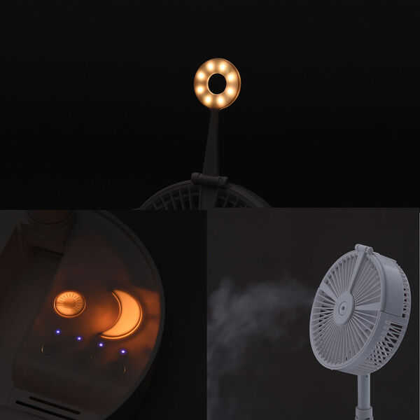 Faltbarer und wiederaufladbarer Ventilator mit LED-Licht und USB-Kabel, Weiß image number 4